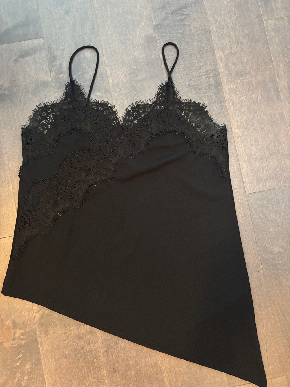 H&M Black Lace-Trim Spaghetti Strap Camisole